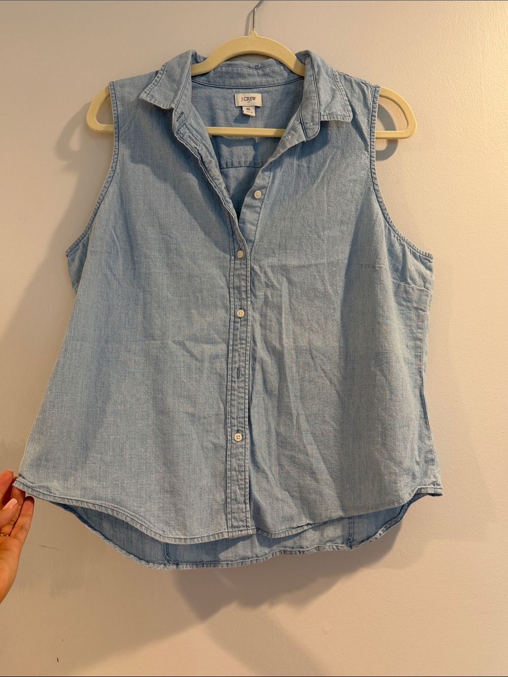 J. Crew Light Blue Sleeveless Chambray Button-Down Shirt